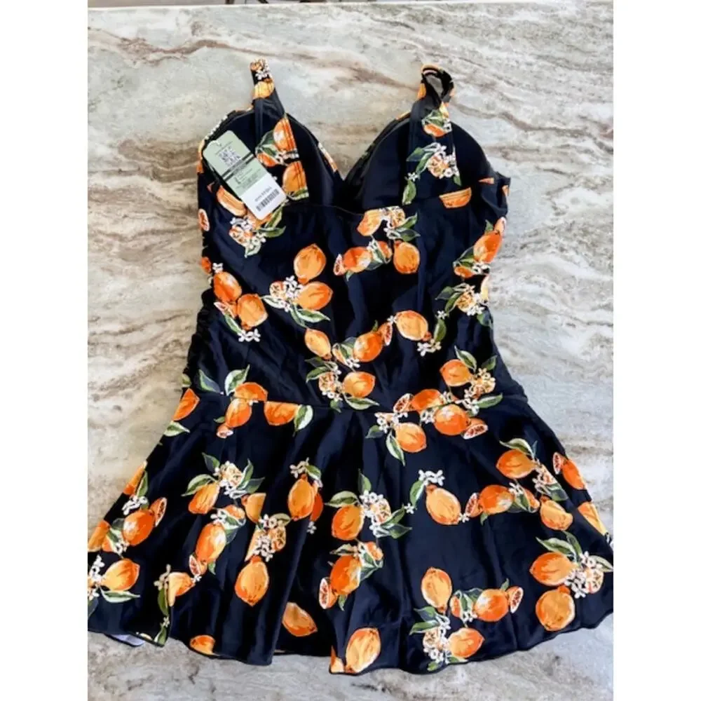 Shekini - One Piece Ruched Retro Swimdress - Large - Picture 5 of 6